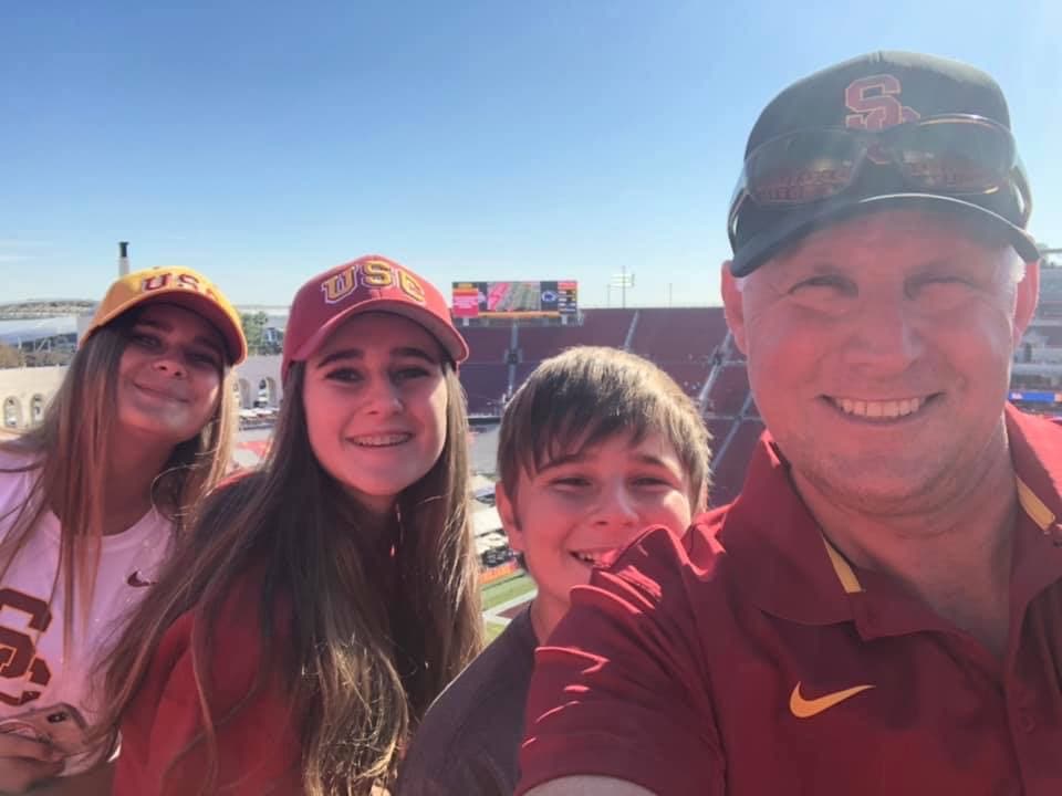 Dr. Kaden with his family at a USC football game